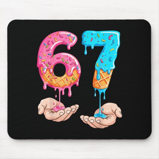 Six Seven 67 Meme Ice Cream Drip Funny Mousepad (Vorne)