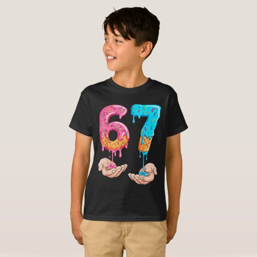 Six Seven 67 Meme Ice Cream Drip Funny T-Shirt (Vorne ganz)