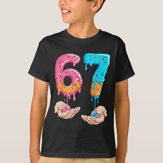 Six Seven 67 Meme Ice Cream Drip Funny T-Shirt (Vorderseite)