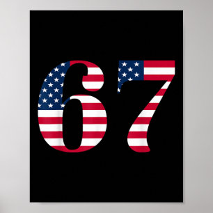 Six Seven 67 Meme Lustig Uns Amerikanische Flagge Poster