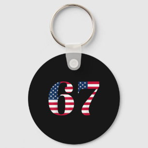 Six Seven 67 Meme Lustig Uns Amerikanische Flagge  Schlüsselanhänger