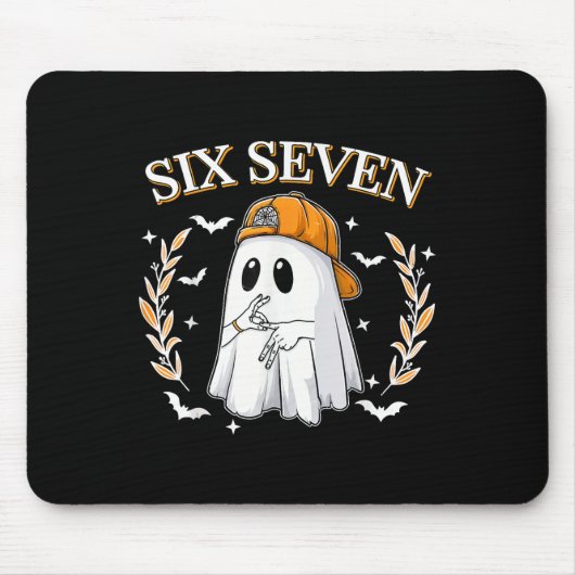 Six Seven 67 Meme Lustiger Geist Halloween 6 7 Paa Mousepad (Vorne)