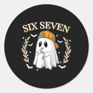 Six Seven 67 Meme Lustiger Geist Halloween 6 7 Paa Runder Aufkleber