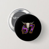 Six Seven 67 Meme Lustiger Western Cowboy Stiersch Button (Vorne & Hinten)
