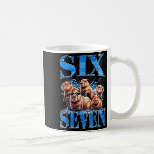 Six Seven 67 Meme Lustiges Capybara-Bootleg-Grafik Kaffeetasse (Rechts)