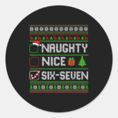 Six Seven 67 Meme Nice Naughty Christmas Pajamas M Runder Aufkleber (Vorderseite)