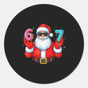 Six Seven 67 Meme Santa 67 Eiscreme tropf Weihnach Runder Aufkleber