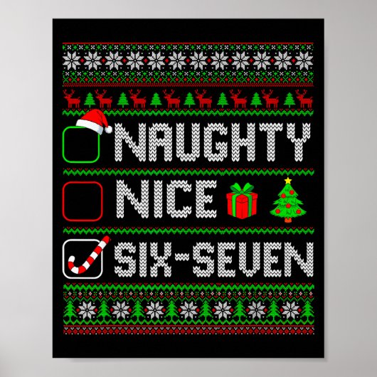 Six Seven 67 Meme Schöne Ungezogene Weihnachts-Pyj Poster (Vorne)