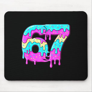 Six Seven 67 Meme tropfende Zahl 67 Eiscreme Mousepad