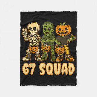 Six Seven 67 Squad Skeleton Pumpkin Halloween Boys Fleecedecke
