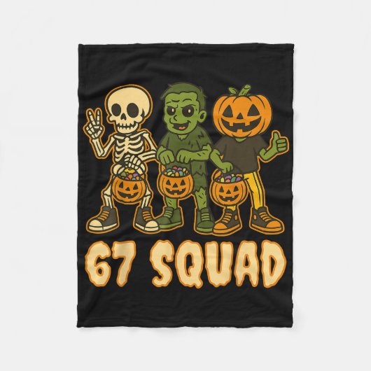 Six Seven 67 Squad Skeleton Pumpkin Halloween Boys Fleecedecke (Vorderseite)