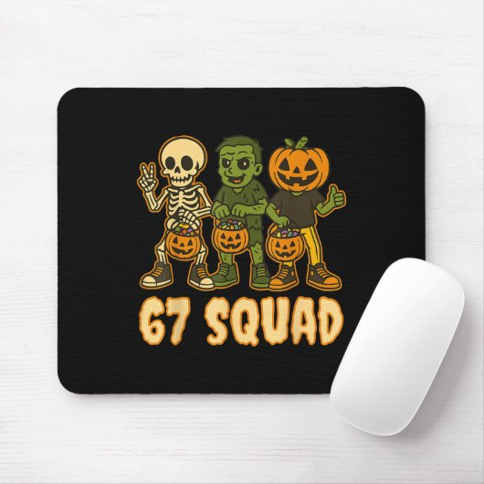 Six Seven 67 Squad Skeleton Pumpkin Halloween Boys Mousepad (Mit Mouse)