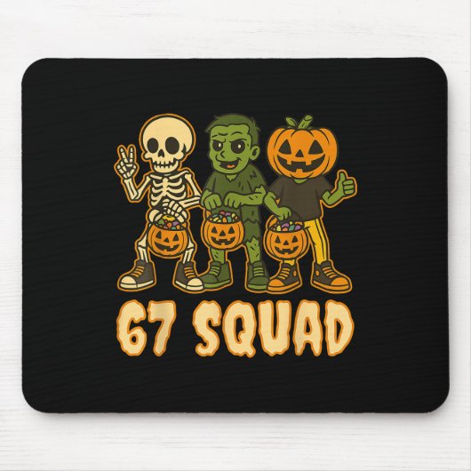 Six Seven 67 Squad Skeleton Pumpkin Halloween Boys Mousepad (Vorne)