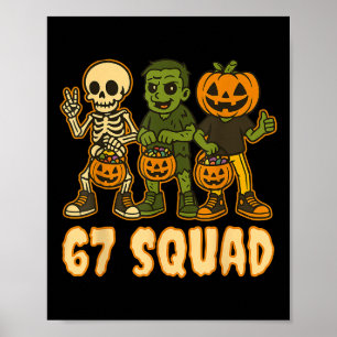 Six Seven 67 Squad Skelett Kürbis Halloween Jungen Poster