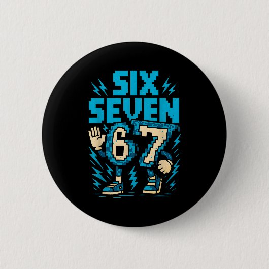 Six Seven 67 Xel Gamer Apparel Retro Block Style A Button (Vorderseite)