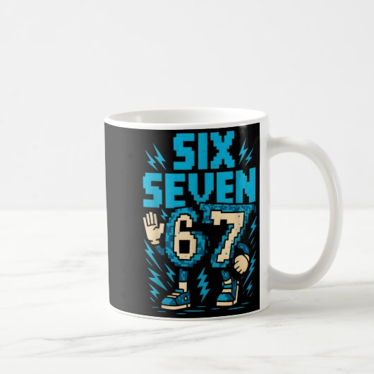 Six Seven 67 Xel Gamer Apparel Retro Block Style A Kaffeetasse (Rechts)
