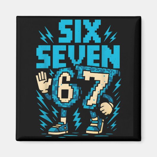 Six Seven 67 Xel Gamer Apparel Retro Block Style A Magnet (Vorne)