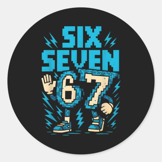 Six Seven 67 Xel Gamer Apparel Retro Block Style A Runder Aufkleber (Vorderseite)