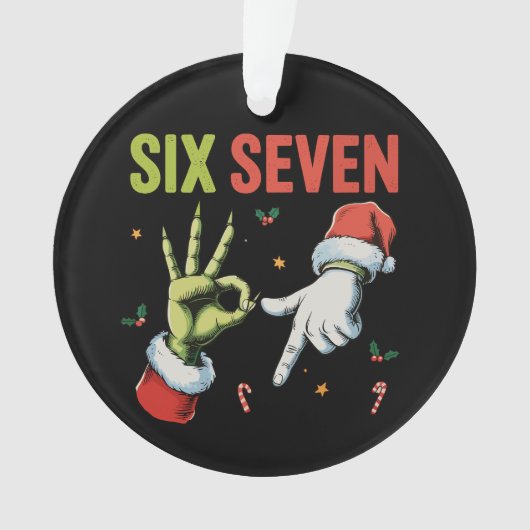 Six Seven 6 7 67 Meme Christmas Funny Xmas Santa Ornament (Vorderseite)