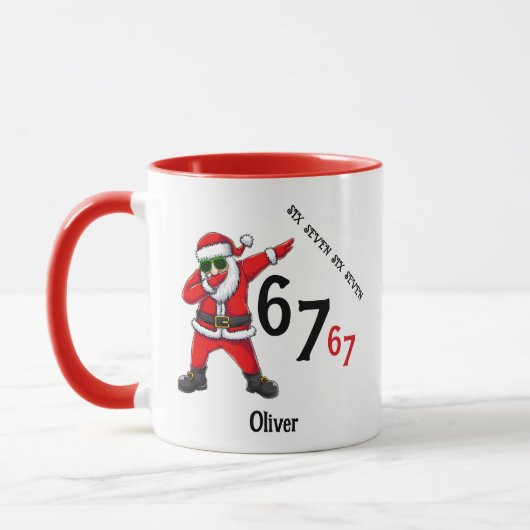 Six Seven 6 7 67 Meme Santa Dubbing Personalized Tasse (Links)