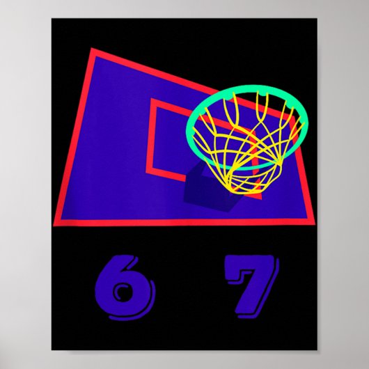 Six Seven 6 7 Basketball Meme Hoop Design Tank Top Poster (Vorne)