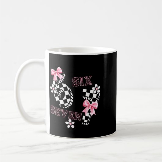 Six Seven 6 7 Checkered Cute Coquette Bow Girly 67 Kaffeetasse (Links)