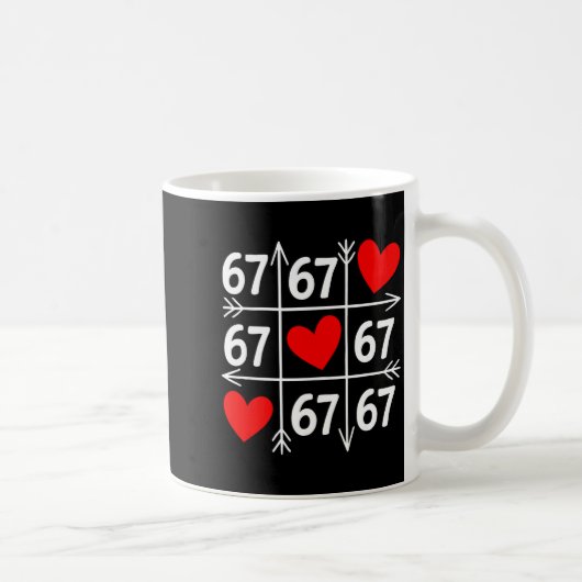 Six Seven 6 7 Funny 67 Valentines Day Heart Men Wo Kaffeetasse (Rechts)