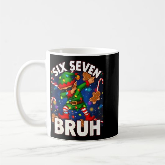 Six Seven 6 7 Funny Bruh Christmas Dabbing Elf Mat Kaffeetasse (Links)