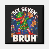Six Seven 6 7 Funny Bruh Christmas Dabbing Elf Mat Magnet (Vorne)