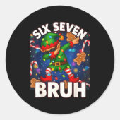Six Seven 6 7 Funny Bruh Christmas Dabbing Elf Mat Runder Aufkleber (Vorderseite)