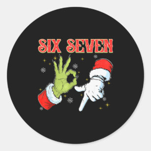 Six Seven 6 7 Gen Z Alpha Meme Slang Frohe Weihnac Runder Aufkleber