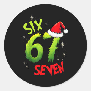 Six Seven 6 7 Gen Z Alpha Meme Slang Frohe Weihnac Runder Aufkleber