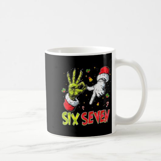 Six Seven 6 7 Gen Z Alpha Meme Slang Merry Christm Kaffeetasse (Rechts)