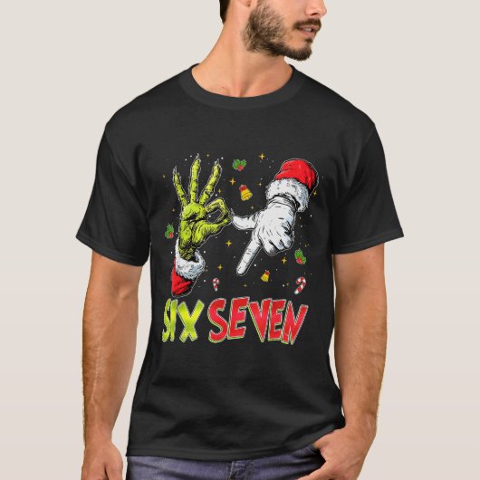 Six Seven 6 7 Gen Z Alpha Meme Slang Merry Christm T-Shirt (Vorderseite)