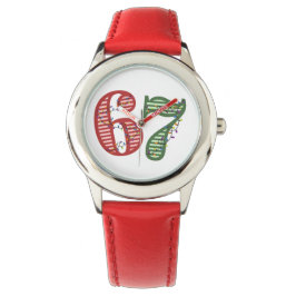 Six Seven 6 7 Grün und Rot Weihnachtsfeiertag Armbanduhr