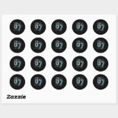 Six Seven, 6 7 Mem Runder Aufkleber (Blatt)