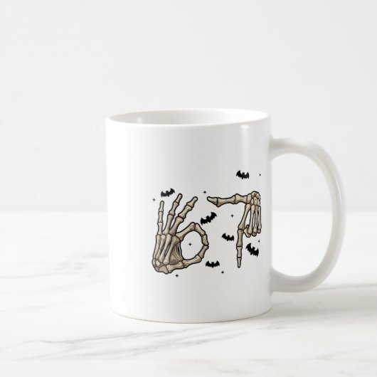 Six Seven 6 7 Meme 67 Skeleton Hand Halloween Cost Kaffeetasse (Rechts)