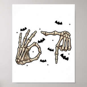Six Seven 6 7 Meme 67 Skelett Hand Halloween Kostü Poster