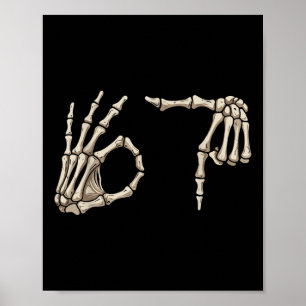 Six Seven 6 7 Meme 67 Skelett Hand Halloween Kostü Poster