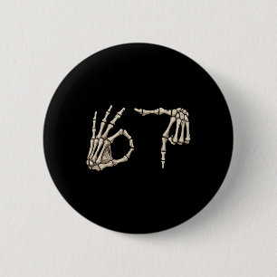 Six Seven 6 7 Meme 67 Skeletthand Halloween-Kostüm Button