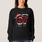 Six Seven 6 7 Meme Checkered Design with Santa Hat Sweatshirt (Vorderseite)