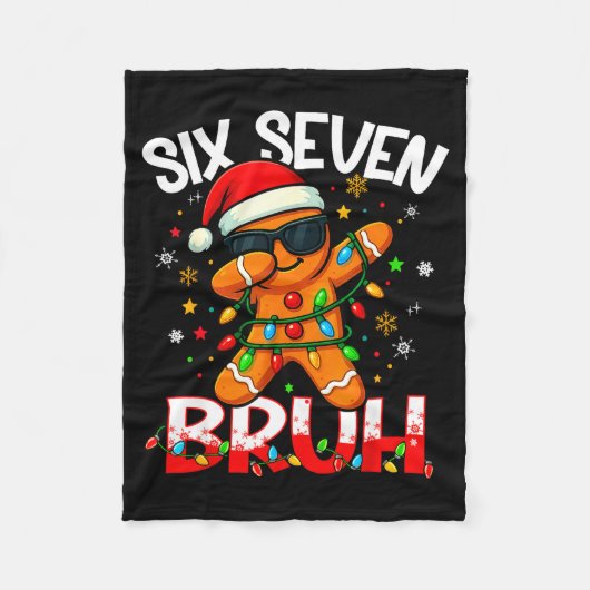 Six Seven 6 7 Meme Dabbing Gingerbread Man Christm Fleecedecke (Vorderseite)