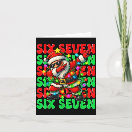 Six Seven 6 7 Meme Dabbing Santa Christmas 67 Paja Karte (Vorderseite)