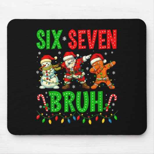 Six Seven 6 7 Meme Dabbing Santa Gingerbread Chris Mousepad (Vorne)