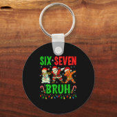 Six Seven 6 7 Meme Dabbing Santa Gingerbread Chris Schlüsselanhänger (Vorderseite)