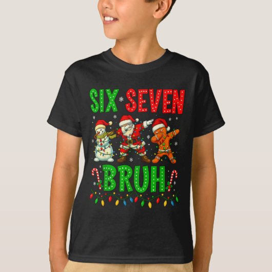 Six Seven 6 7 Meme Dabbing Santa Gingerbread Chris T-Shirt (Vorderseite)