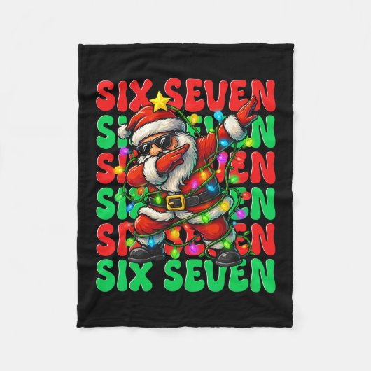Six Seven 6 7 Meme Dabbing Weihnachtsmann Weihnach Fleecedecke (Vorderseite)