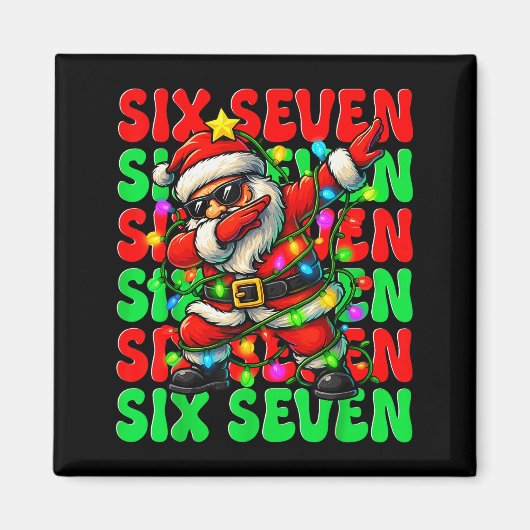 Six Seven 6 7 Meme Dabbing Weihnachtsmann Weihnach Magnet (Vorne)