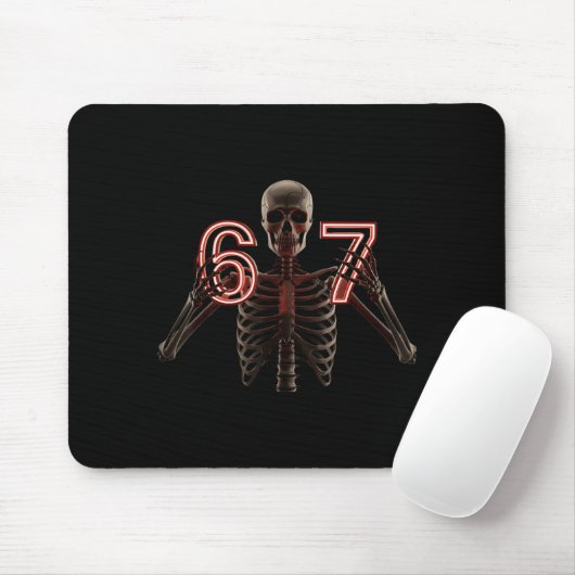 Six Seven 6 7 Meme Funny Skeleton Hands Sign Let's Mousepad (Mit Mouse)