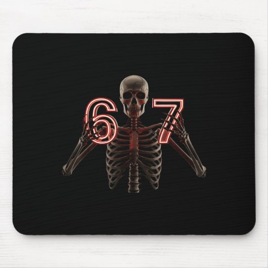 Six Seven 6 7 Meme Funny Skeleton Hands Sign Let's Mousepad (Vorne)
